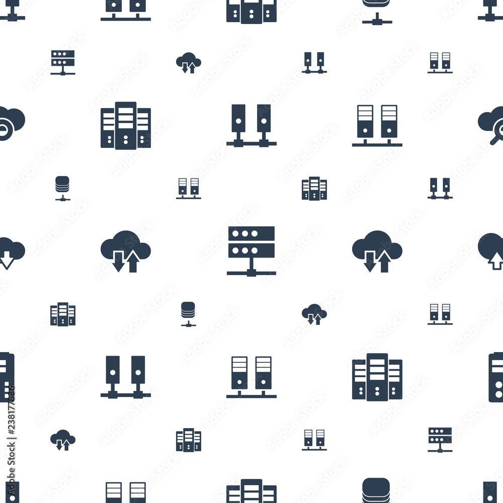 Fototapete database icons pattern seamless white background. included editable filled server, cloud download up