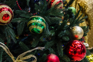 christmas decorations on Christmas tree