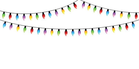 colorful christmas fairy lights isolated on white background vector illustration EPS10