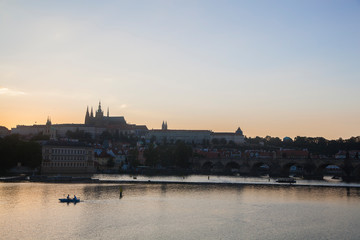 A view of River Vltava at sunset