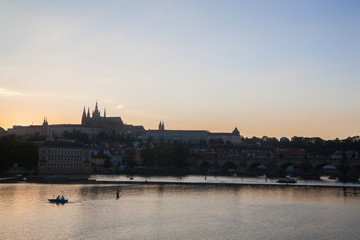 A view of River Vltava at sunset