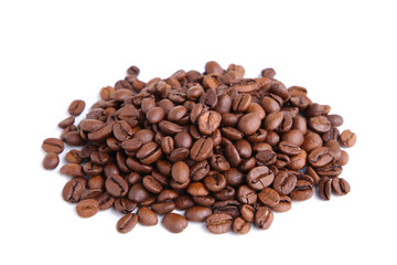Coffee beans isolated on a white background.