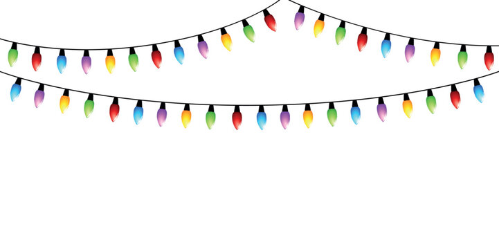 colorful christmas fairy lights isolated on white background vector illustration EPS10