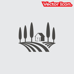 Farm house icon isolated sign symbol and flat style for app, web and digital design. Vector illustration.