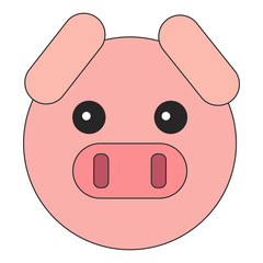 Flat style piglet head