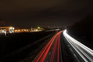 traffic in the city at night
