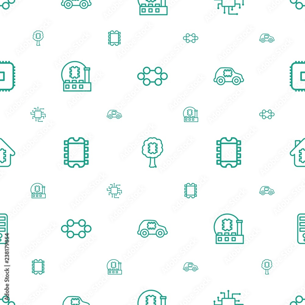 Poster semiconductor icons pattern seamless white background. included editable outline cpu, cpu in tree, c