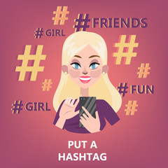 Hashtag concept. Idea of social media and post