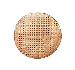 Thai traditional handcraft wood woven tray isolated on white background with clipping path