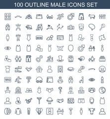 male icons. Trendy 100 male icons. Contain icons such as user, cow, man, tie, table, man WC, elephant, underpants, sweater, belt, singlet, man hairstyle. male icon for web and mobile.