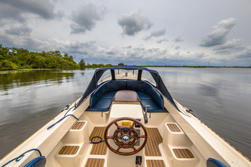 Boat sailing on lake Sneekermeer