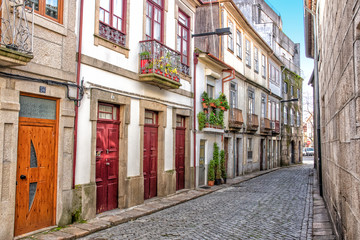 Fototapeta na wymiar Doorways and Cobblestone, Vila Real, Portugal