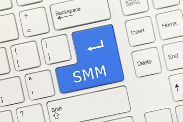 White conceptual keyboard - SMM (blue key)