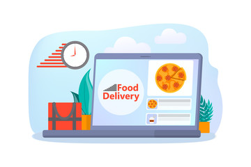 Fototapeta premium Online food delivery concept set. Food order in the internet