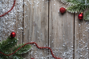 Christmas decorations old timber table background for graphic and web design, Modern simple internet concept. Trendy for website design web or mobile app