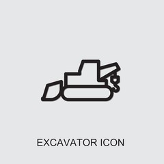 excavator icon . Editable outline excavator icon from construction. Trendy excavator icon for web and mobile.