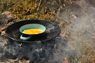 Fried Eggs on camping fire