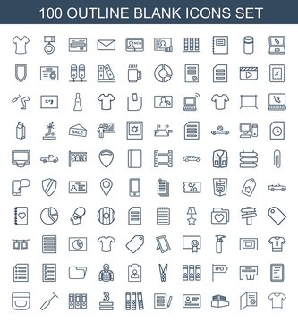 blank icons. Trendy 100 blank icons. Contain icons such as t shirt, diploma, documents box, passport, document, binder, allowed, medical hammer. blank icon for web and mobile.