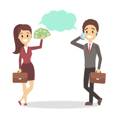 Male and female business person in suit