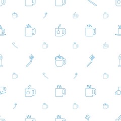 morning icons pattern seamless white background. Included editable line tea cup, cup, tooth brush, coffee, toothbrush, tea, lighthouse icons. morning icons for web and mobile.