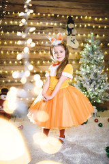 Fox Girl in Christmas Lights