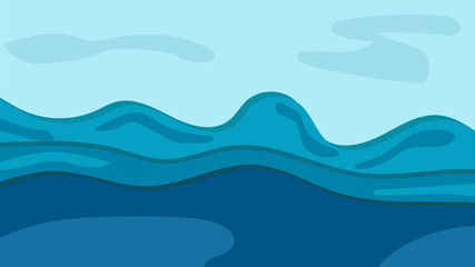 Landscape with hills and sky. Scenery vector illustration.