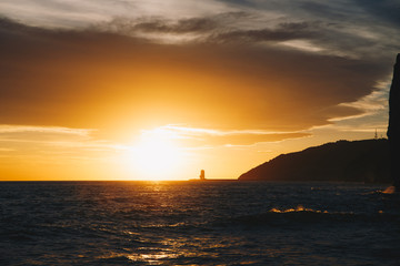 Sunset sea landscape in California