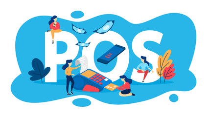 POS terminal for payment by credit card.