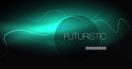 Neon lines wave background. Abstract composition