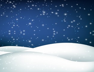 Christmas winter landscape with falling snow