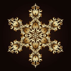 Golden ornament element in the form of a mandala, vector illustration on dark background