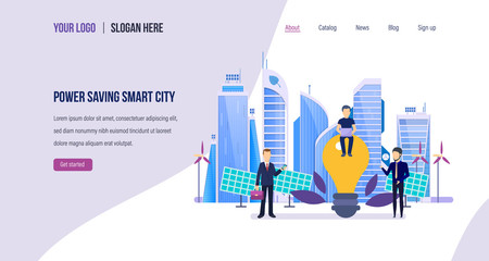 Power saving smart city. High-rise buildings, skyscrapers, business centers.