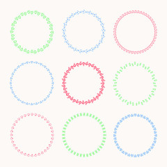 Collection of vector graphic circle frames. Wreaths for design