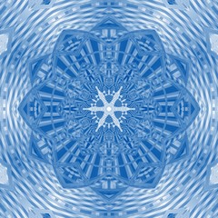  Graphic illustration blue indigo mandala background. Tibetan pattern yoga psychedelic art work. Suitable for background, text and typography.