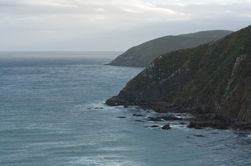 Fototapeta na wymiar Rocky coast and the sea near the Nugget Point in the Catlins in the Central Otago in New Zealand