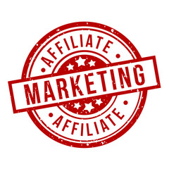 affiliate marketing round red grunge stamp badge