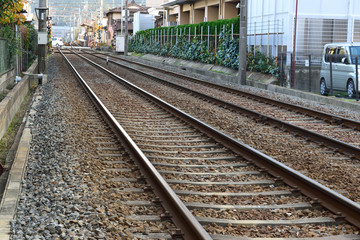 Fototapeta premium 住宅地に隣接した線路