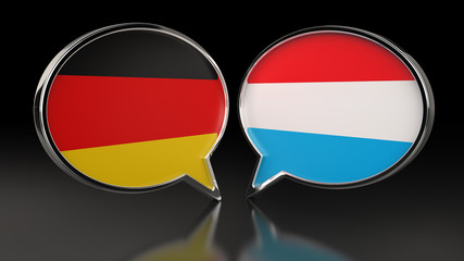 Germany and Luxembourg flags with Speech Bubbles. 3D illustration