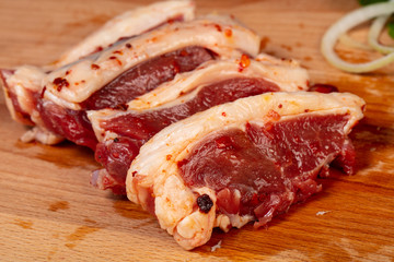 Raw lamb meat