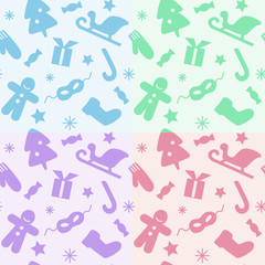 Pastel  seamless patterns with Xmas spirit