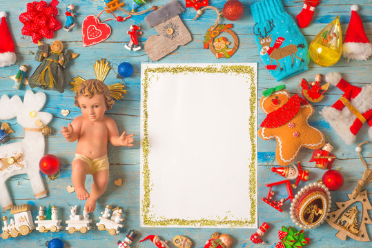 Christmas Baby Jesus, blank frame background cards