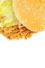 Hamberger Fried chicken Close up