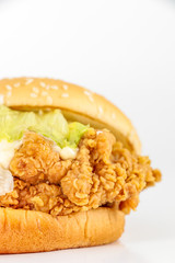 Hamberger Fried chicken Close up