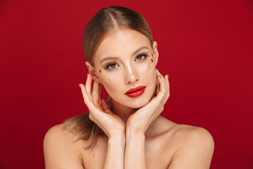 Beauty portrait of a pretty young topless woman