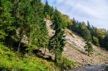 Bright green mountains in the summer