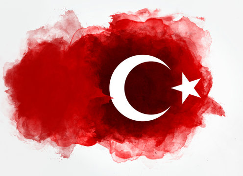 T&uuml;rk Bayrağı Suluboya Tasarım &Ccedil;alışması