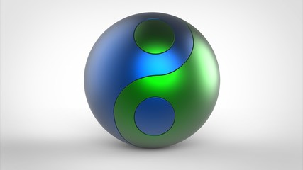 blue green Yin & Yang 3d Symbol