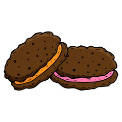 Cookies icon. Vector illustration of cookies, biscuit. Hand drawn cookies with filling.