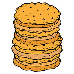 Pancakes icon. Vector illustration of a stack of pancakes. Hand drawn hot pancakes for a holiday.