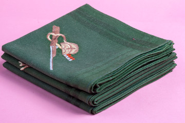 Handkerchief in green with embroidery for the hunter. Men's Accessories
